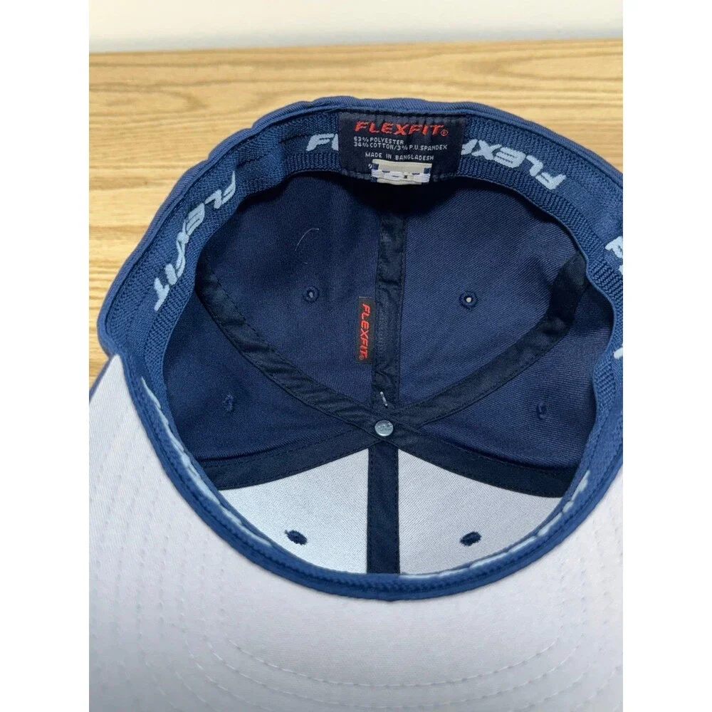 NWT Ariat Flexfit Flag Logo Patch Fitted Hat Cap Outdoors Navy Blue Size‎ L/XL